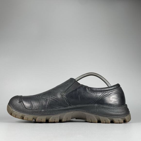 Keen Austin Men’s 10 Black Leather Casual Slip On Hiking Outdoor Shoes Comfort - Picture 7 of 9